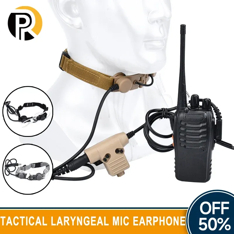 Accessories WADSN Airsoft Tactical Throat Microphone Military Earphone Suitable for Kenwood U94 With PTT Portable Neckband THROAT MICHeadset