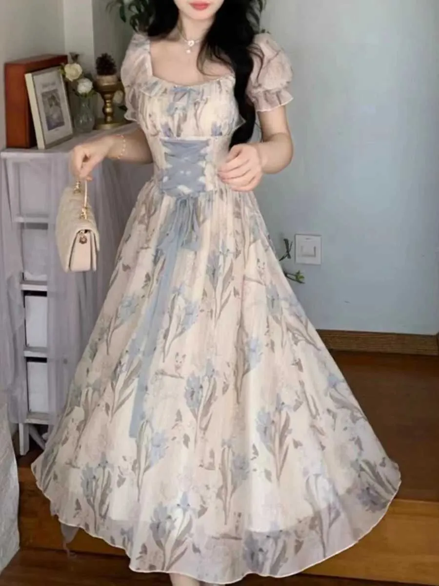 Ele Retro Ral Midi Dress with Pleated Hem Design Casual Korean Fairy Dress  Summer Lace Vacation Party Dress from Dhgate Basic & Casual Dresses - price  34.07