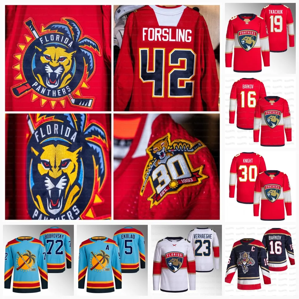 Panteras 2024 30ª Jersey da Flórida Matthew Tkachuk Sergei Bobrovsky Brandon Montour Aleksander Barkov Sam Bennett Verhaeghe Reinhart Vladimir Tarasenko