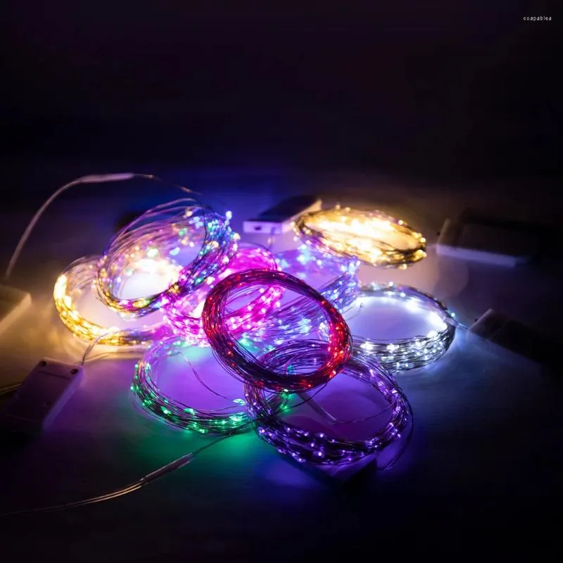 Decoração de festa várias cores LED LUZES DE FOLOS DE COBER CURTA 1/2/3/5/10M Garland de lâmpada externa de férias para casamento de árvore de Natal