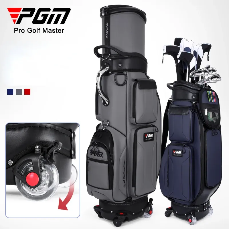 Bolsas PGM Men Bags de golfe Air pack 4 Roda universal Tampa escalável Tampa de nylon à prova d'água Acessório de grande capacidade Hold 13pcs Clubs qb096