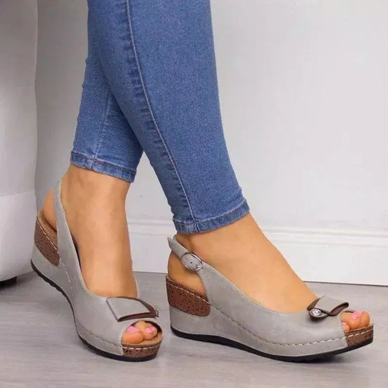 Sandalen vrouwen zomer zachte bodem hakken schoenen wig sandaal met platform zapatos mujer wiggen hakken 240419