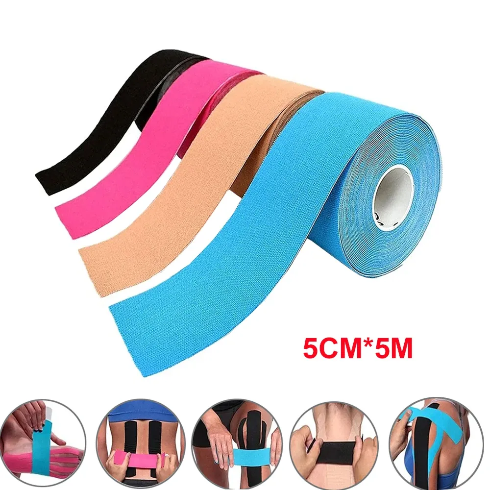 Veiligheid 5cm*5m Sport Kinesiology Tape Athletic Elastic Kneepad Muscle Pain Relief knie taping Fitness Running Tennis Swimming Football