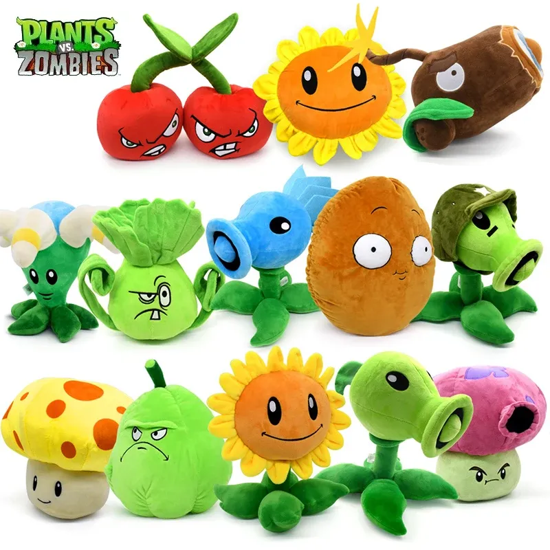 Animals 1 Pcs Plants vs Zombies2 1540cm Cute Cartoon Game Stuffed Plush Doll Toys Sunflower WallNut Peashooter Squash Figure Kid Gift