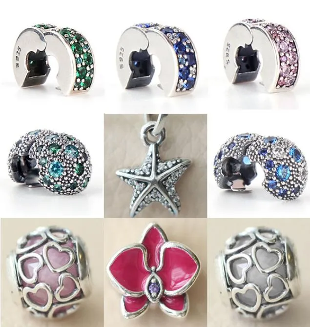 2017 Summer Nuove stelle cosmiche, cristalli multicolori CZ Clip Charm 925 Gioielli in argento sterling Making for Women's Fashion Bracelet4818506