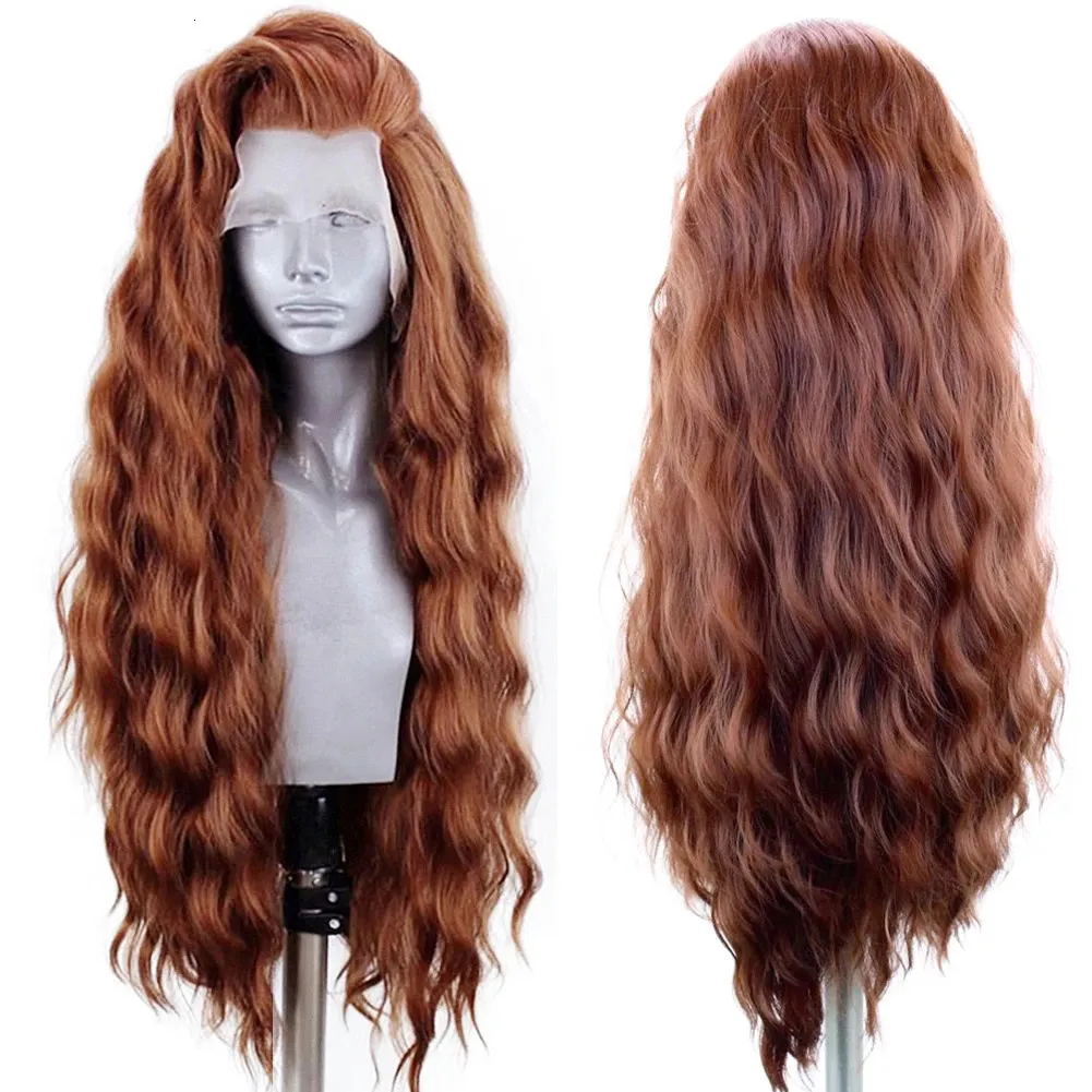 Pernues avant en dentelle synthétique pour femmes noires Natural Hirline Hair synthétique Perruque Long Wig brun Prépose de bébé cueillette Cosplay 240423