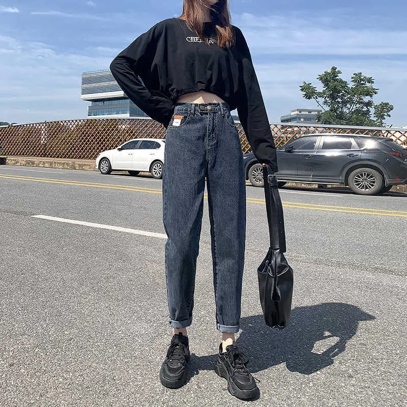 High waist Harlan jeans womens spring and summer new 2022 Korean double button straight pants loose slim dad pants