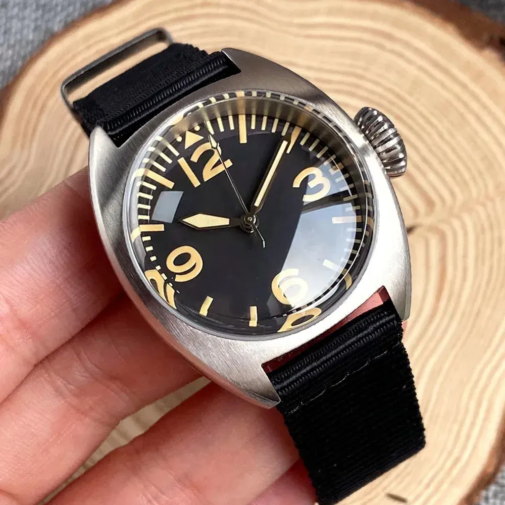 Watches w10 dykare pilot pionjär mekanisk klocka män 20bar vattentät s nh35 pt5000 movt kupol safir kristall vintage hand tandorio