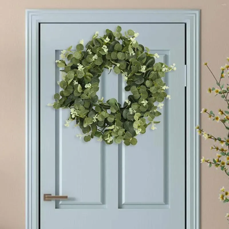 Fleurs décoratives Artificial Green Feuilles couronne pour la porte de porte d'entrée mur