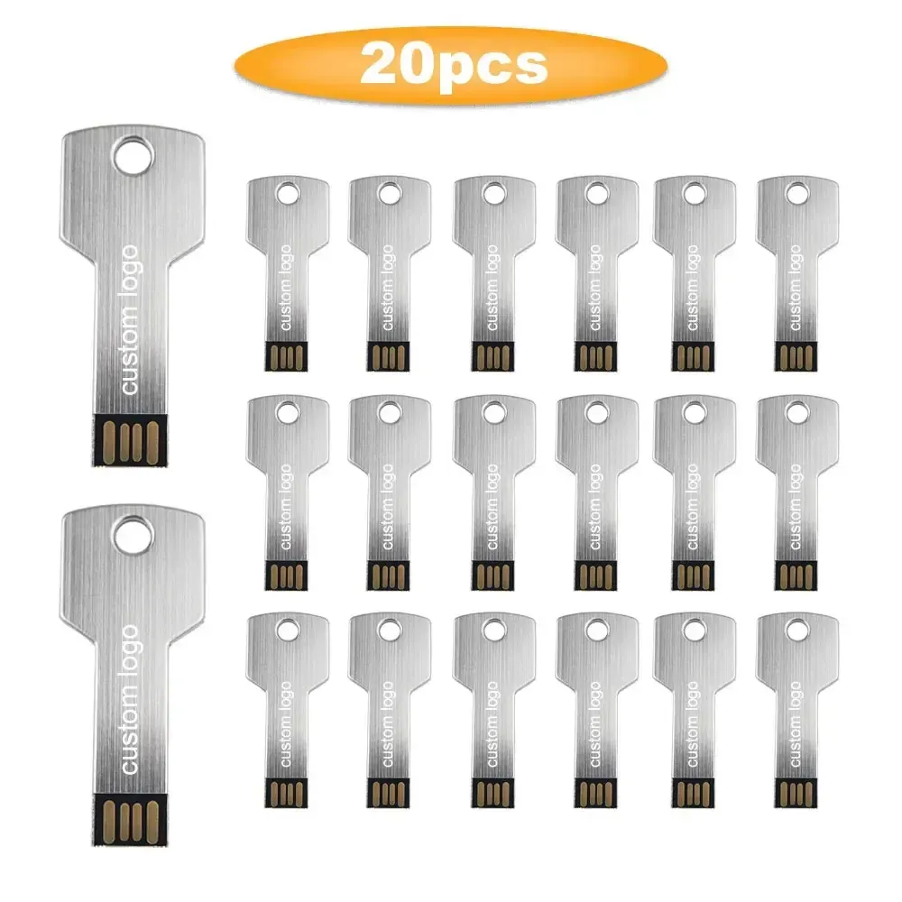 Drives 20pc/partia Darmowe spersonalizowane dostosowywanie metalowa pamięć USB Pamięć pendrive 4GB 8GB 16GB 32GB 64 GB Prezenty USB 2.0