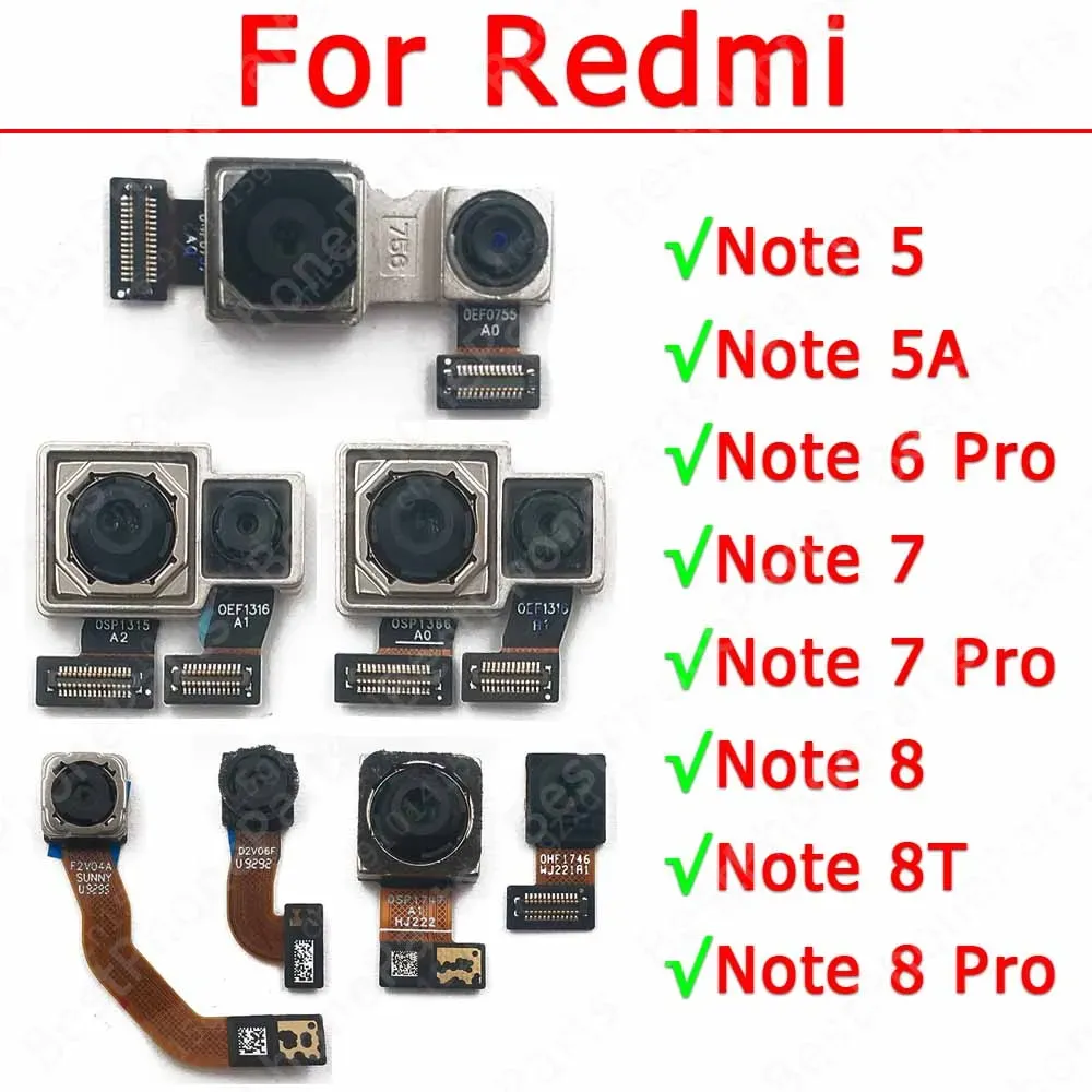 Cable de cámara trasera para Xiaomi Redmi Note 5 5A 6 7 8 Pro 8t Módulo trasero Módulo Vista trasera Reemplazo de repuestos Flex Original