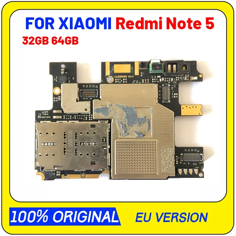 Antenne TDHHX Full Working pour Xiaomi Hongmi Redmi Note 5 Motherboard 4G + 64G 100% Boîte de logique d'origine déverrouillée