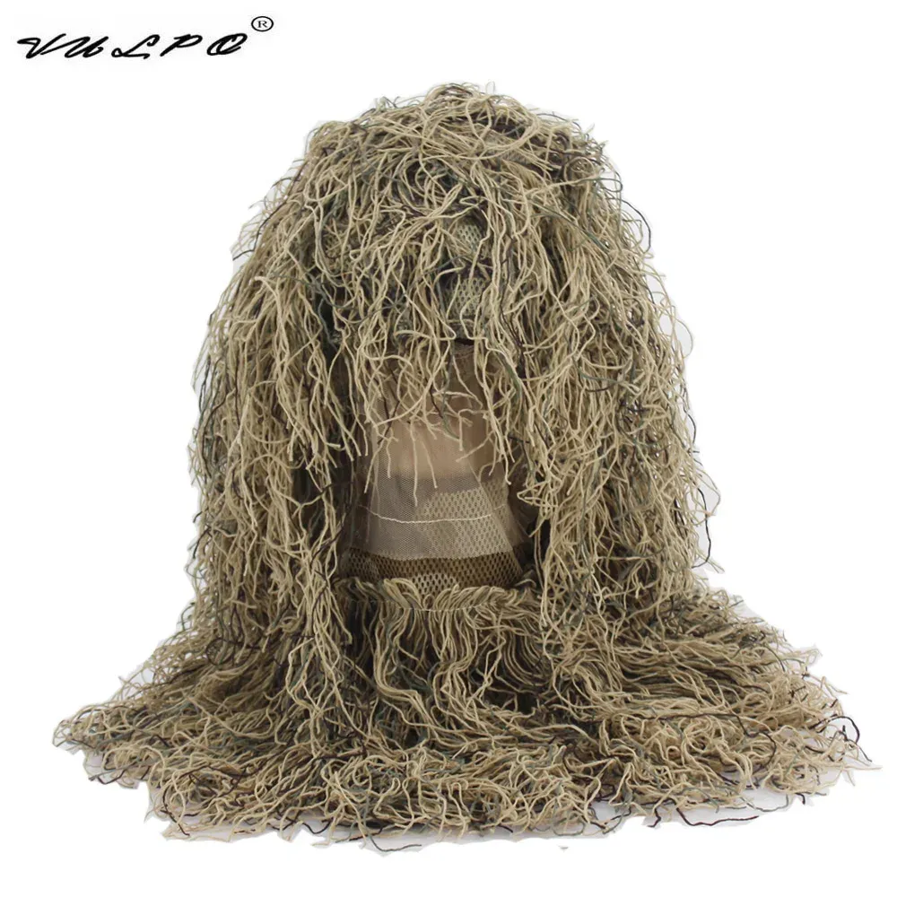 Calçados vulpo tactical airsoft atirador ghillie terno capô camuflagem capacete para ghillie caçando caça de paintball na capa da cabeça do jogo