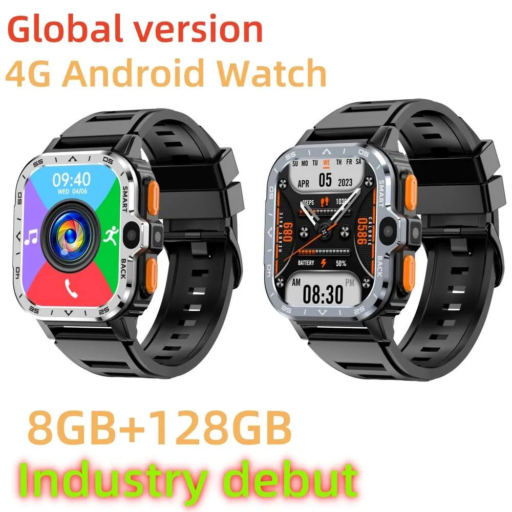 PGD Câmera dupla Relógio inteligente 2.03 '' para homens Monitor de freqüência cardíaca de negócios PGD Watch Watch SIM Plugable Card 4G com WiFi GPS WaterPoof