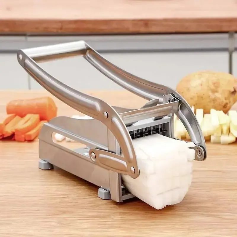 Nuevas 2 cuchillas de acero inoxidable para papas fritas papas fritas de papa tira de cortador de cortador de cortador de cortes
