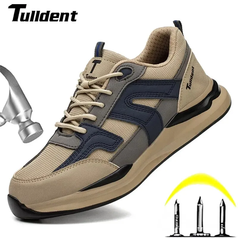 Safety Shoes Men With Steel Toe Cap Anti-smash Men Work Shoes Sneakers Light Puncture-Proof Indestructible Shoes Drop 240423