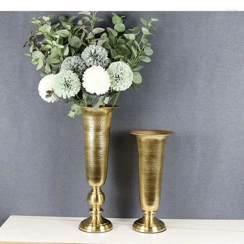 Vases Metal Gobble Vase Gold Floked Flowers Pots Arrangement de fleurs Décoration Décoration Ornements Floral Modern Home Decor