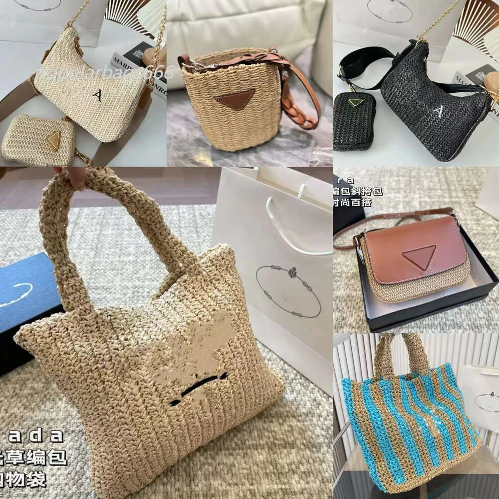 Sac à bandoulière de créateur Sac de plage de haute qualité Paille de paille de paille en nylon de paille pour femmes Hobos Hobos de sac à main portefeuille crossbody bodybag féminin 2024