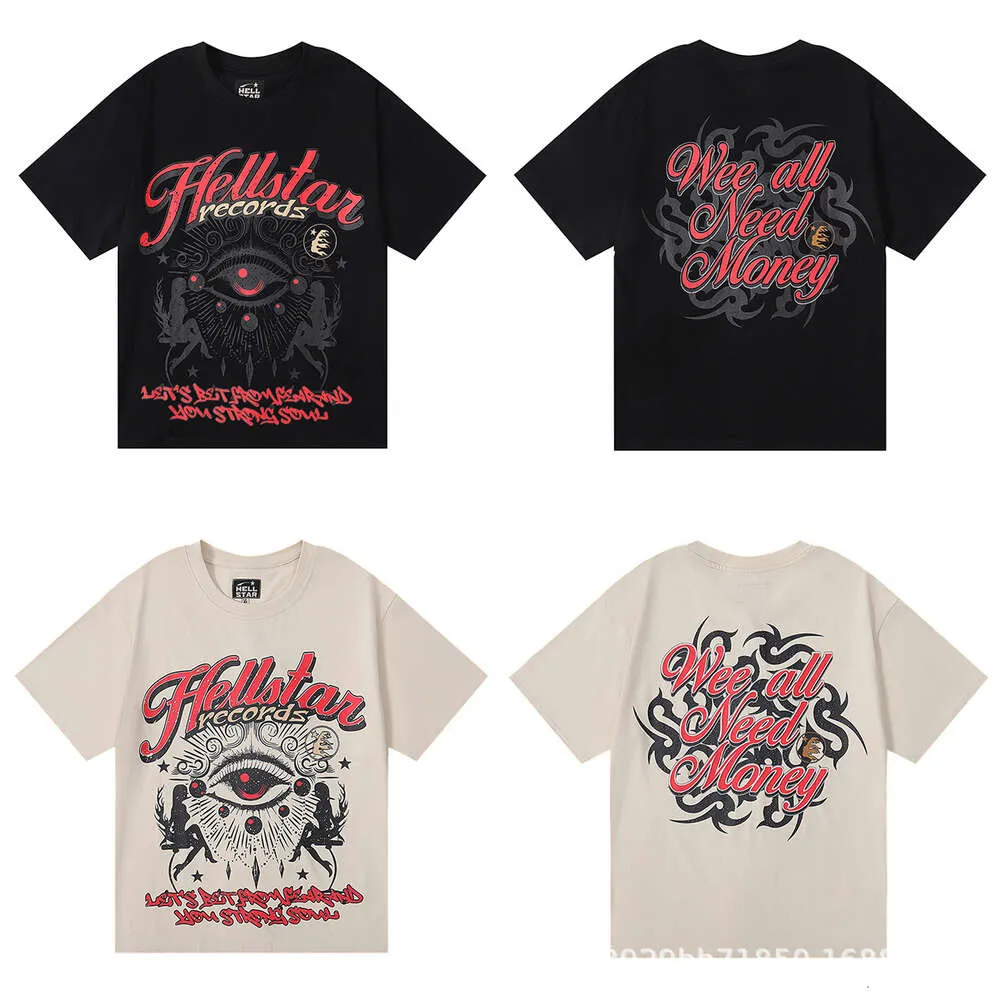 メンズTシャツハイストリートファッションヘルスタークリエイティブファン凝視アイプリントダブルヤーンカジュアルショートスリーブTシャツ男性と女性向け