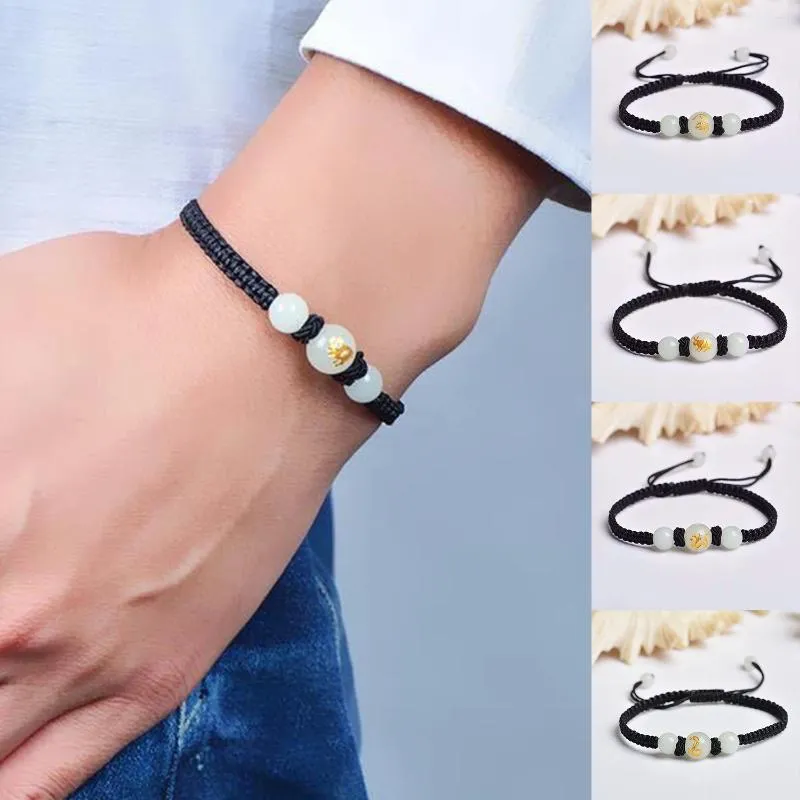 Charm Armbänder 12 Zodiac -Zeichen Leuchtarmband für Frauen Männer handgefertigt verstellbares Lederkette rotes Seil Mode Schmuck Geschenk