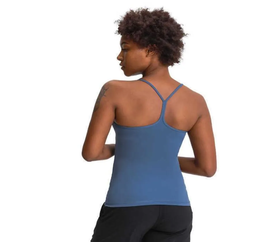 YSHAPED BACK POLLEDED YOGA TANK TOPS Gymkläder Kvinnor Solic Color Vest Womens Underwears Sports BH ELASTISK ÖVNING Lång Suit8869224