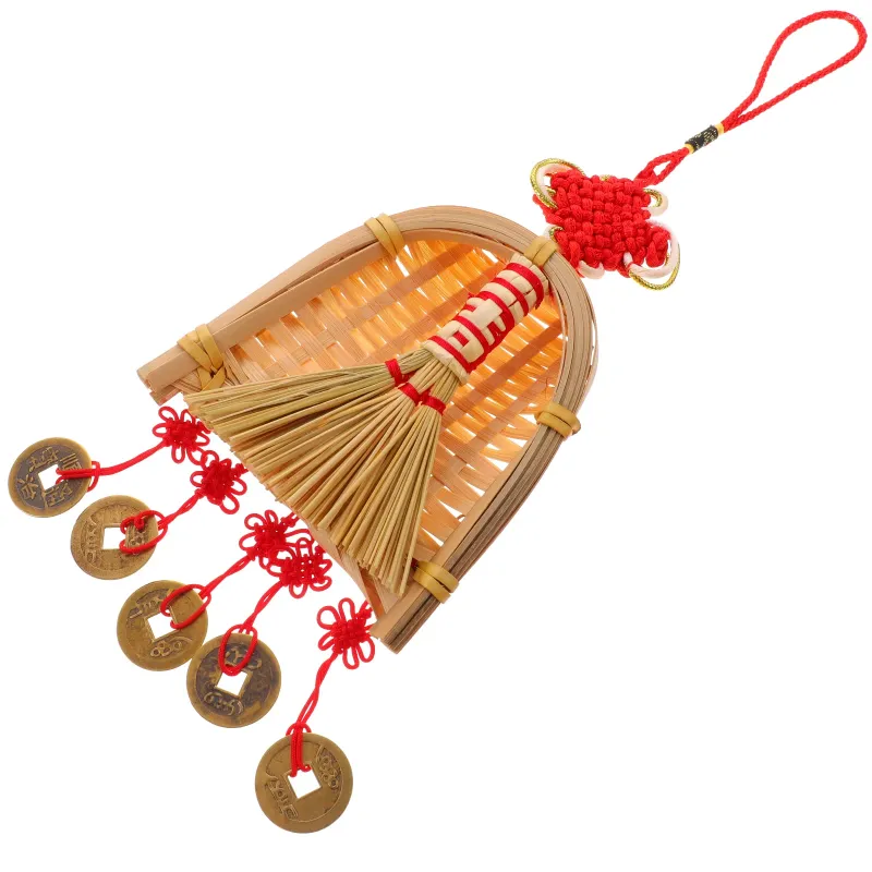 Dekorativa figurer Broom Dustpan Pendant Chinese Fengshui Pendants Ornament Traditionell årsbil