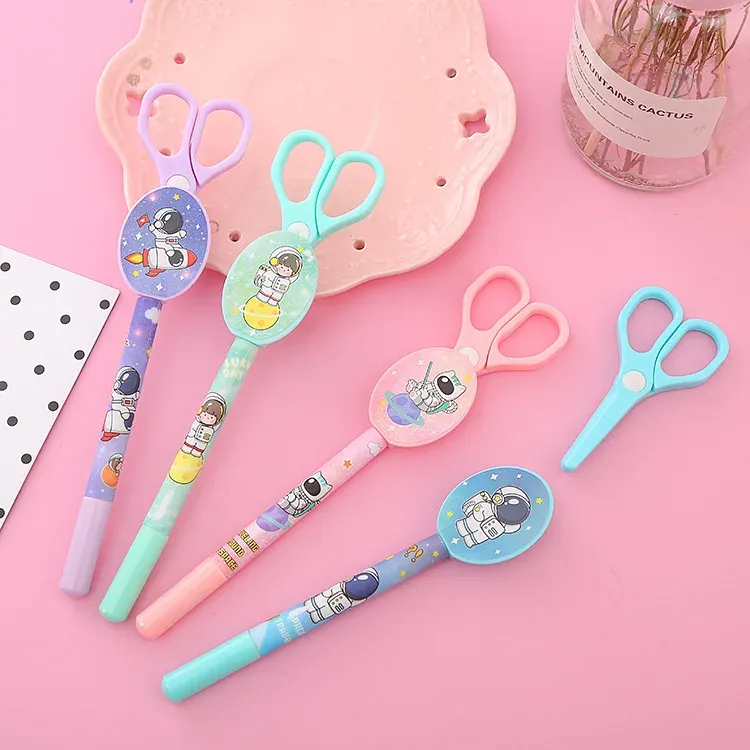 ペン40pcs spaceman scissors gel pen fun fun desution children handmade water pen office文房具署名ペン卸売