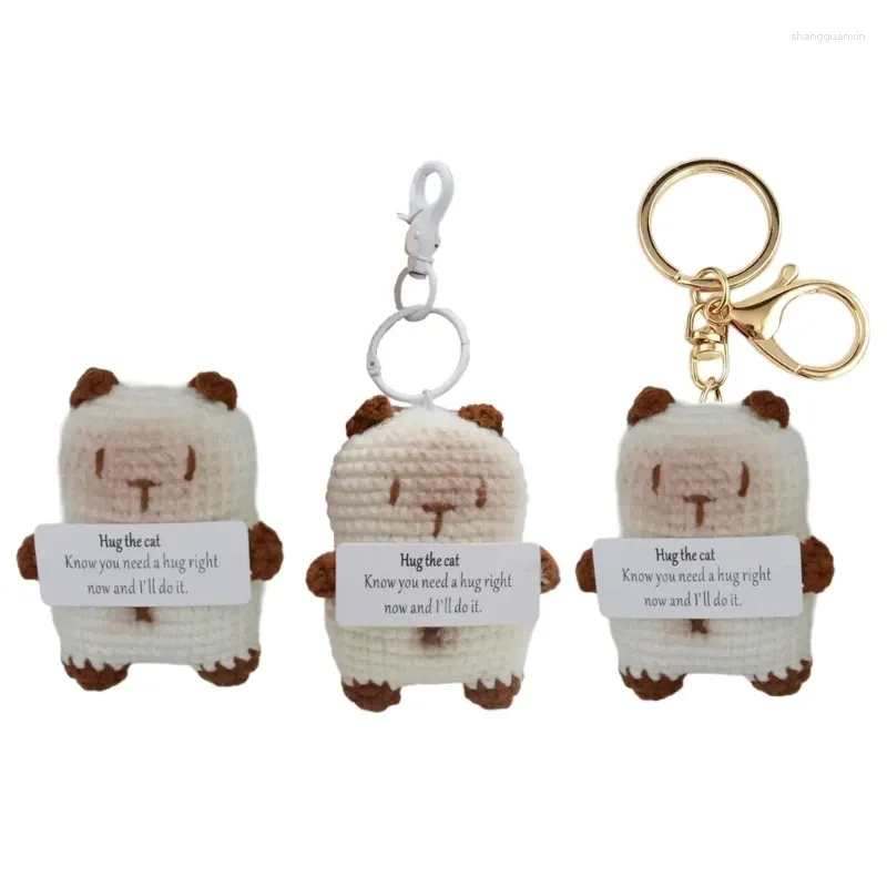 Keychains Keychain Siamois Keychain à la main Tricots Tricoted Pendants Ornement Ornement Course Backpack Decoration Bijoux pour les femmes