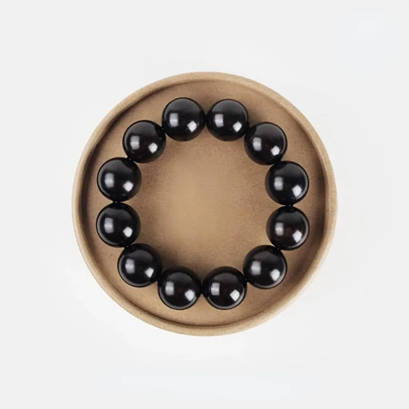 Strands Natural Ebony Buddhist Prayer Beads Bracelet Customized with Purple Sandalwood Beads for Men and Women Meditation