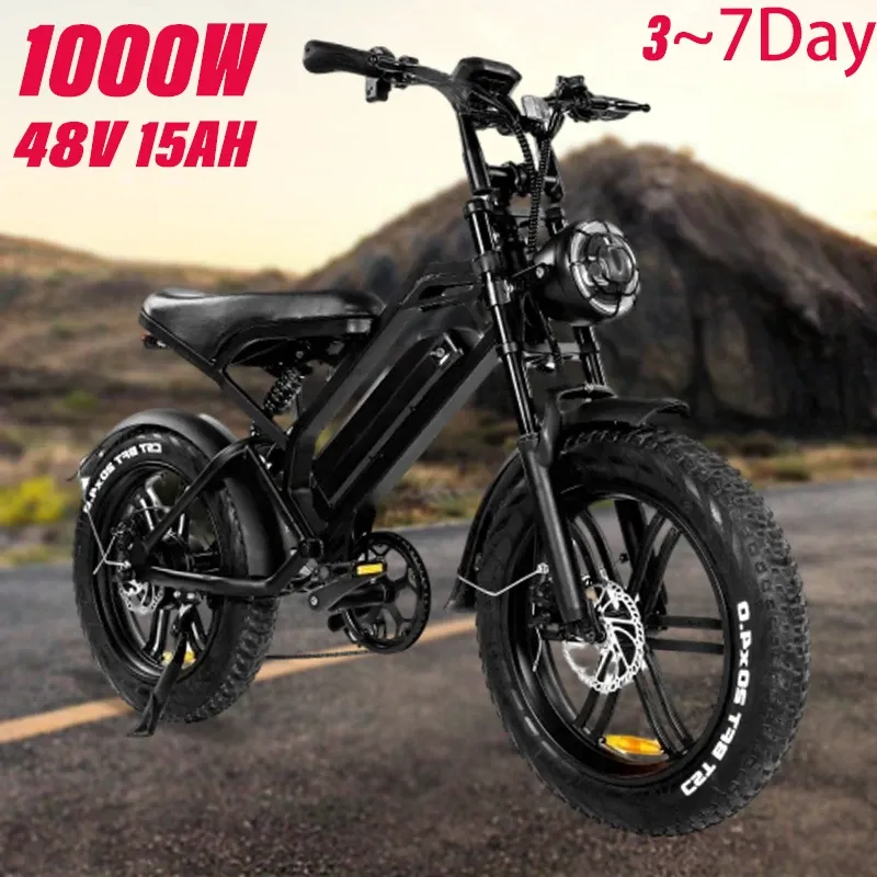 Cykel Electric Bicycle Ebike 48V 1000W 15AH, V20,20 tum Electric Fat Tire Electric City Mountain Bike