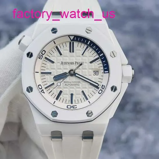 AP Wrist Watch Watch Royal Oak Offshore Series 15707CB White Ceramic Mens Watch com cor azul e branca correspondente ao relógio mecânico automático 42mm