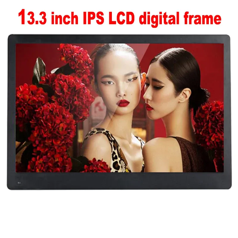 Quadros 13,3 polegadas 1920 * 1080 /16 9 IPS Digital Photo Frame Suporte SD AV HDMI USB Frete grátis