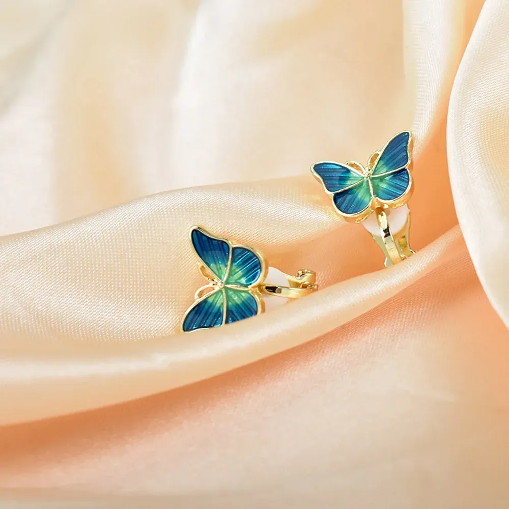 Orecchini in resina non trafitto gioielli in resina corea in stile farfalla orecchini clip graziosi auricolari in oro per le donne regalo di compleanno
