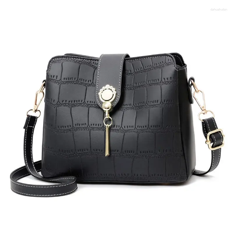 Sacs à bandouliers 2024 Fashion Vintage Designer Sac Lock Double poches Femmes Crossbody Pu Leather Sacs à main pour femmes