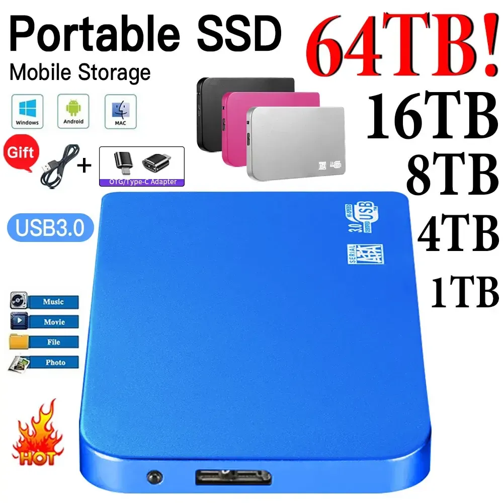 مربعات 1 تيرابايت محمولة محمولة محمولة القرص الصلب USB3.1 HDD SSD 500GB SSD محرك عالية السرعة محرك الأقراص الثابت