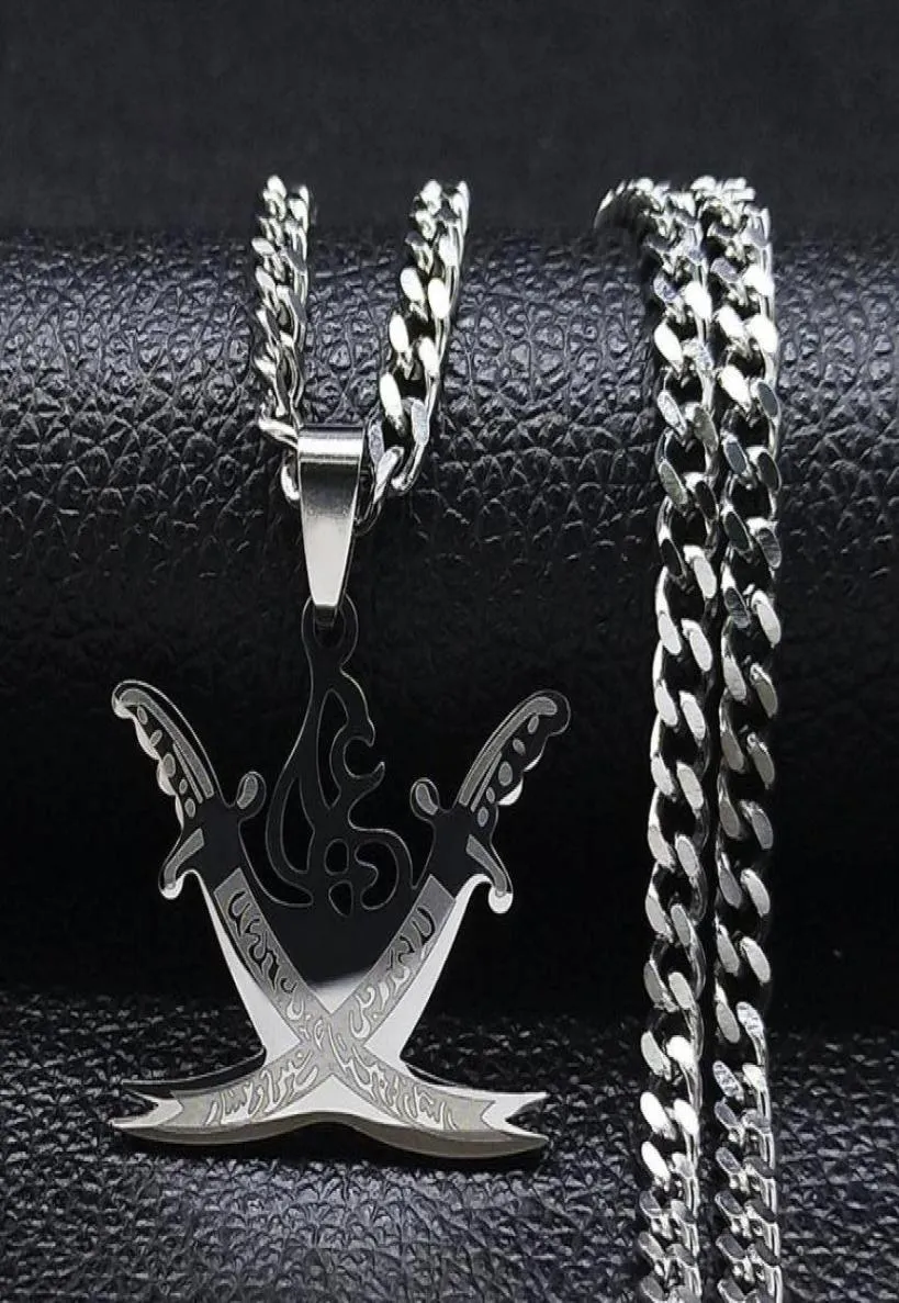 Pendant Necklaces Arabic Retro Imam Ali Sword Muslim Islam Knife Stainless Steel Necklace Men Women Silver Color Jewelry N4517S05919833