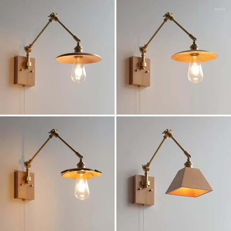 Lâmpada de parede estilo moderno retro quarto luz luzes decoração braço de balanço de banheiro preto lixo liderado para