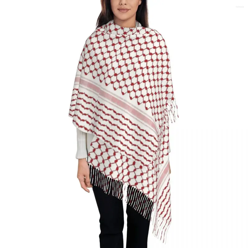 Bufandas árabe kufiya hatta tradicional keffiyeh bufanda de patrón para mujeres invernal de caza de cachemir envoltura de chal larga