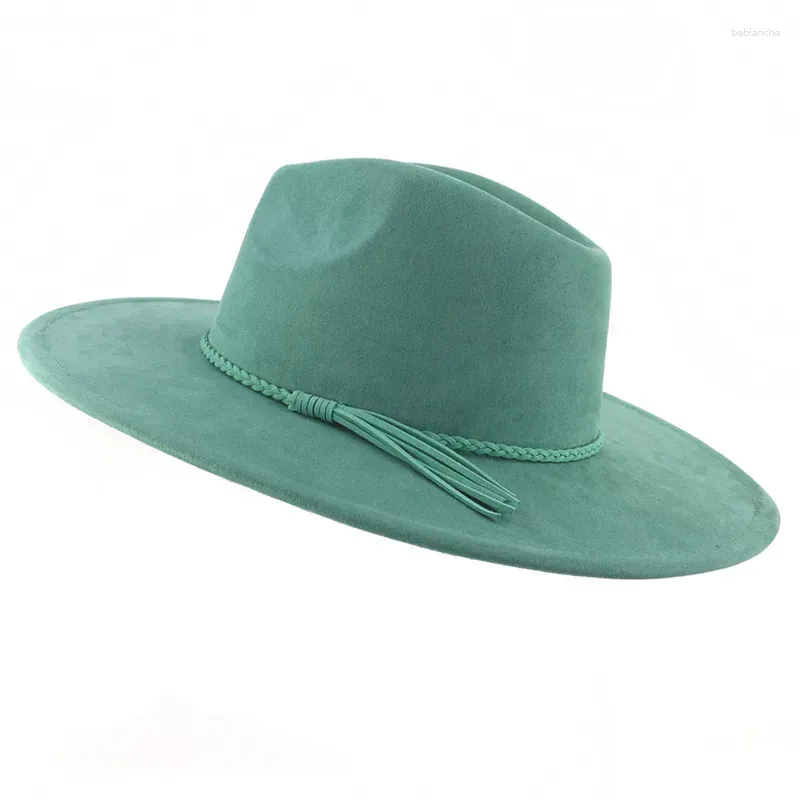 Szerokie brzegowe czapki zamszowe TOP HAT 9.5 cm Fedora Mężczyźni Kobiety jesienne zima Feel Jazz Classic Fedoras