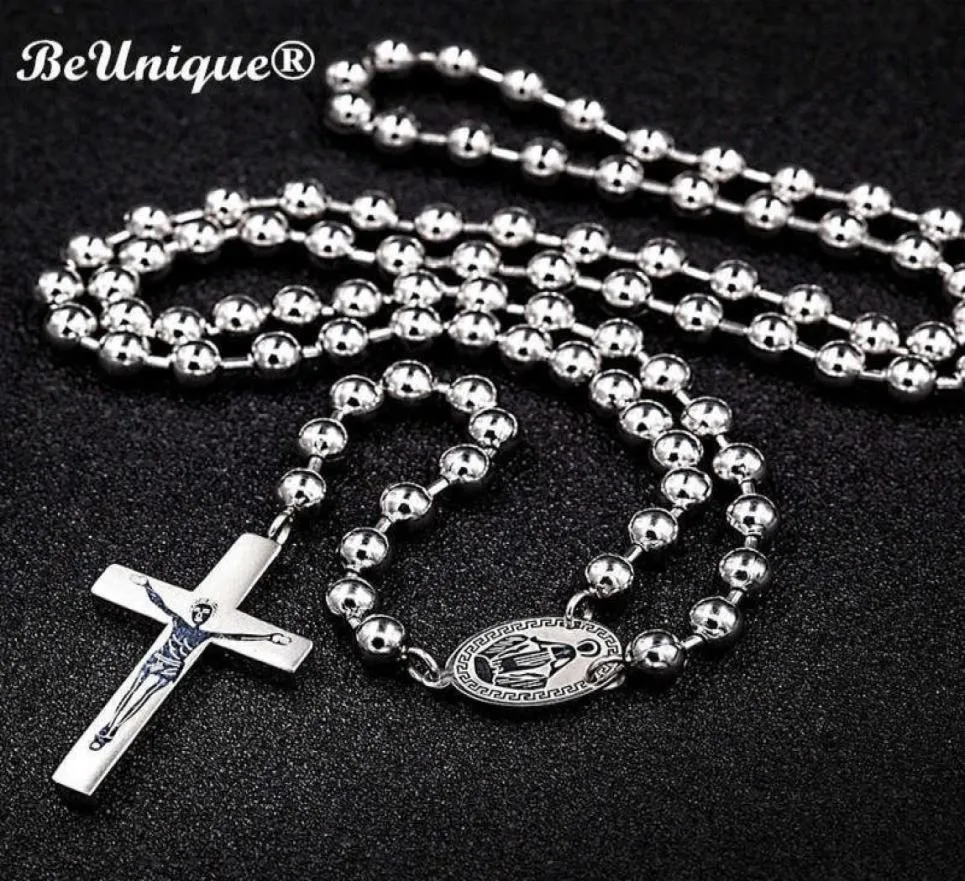 Man039S Luxury Steel Katolsk rosensk charm Halsband Pendant Center PiecEconnectors Jul Religiösa varor 2106219882624