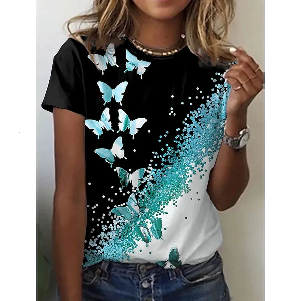 Oneck 3D t -shirt dames t -shirt zomer mode korte mouw tops extra grote top vrouwelijke kleding 240403