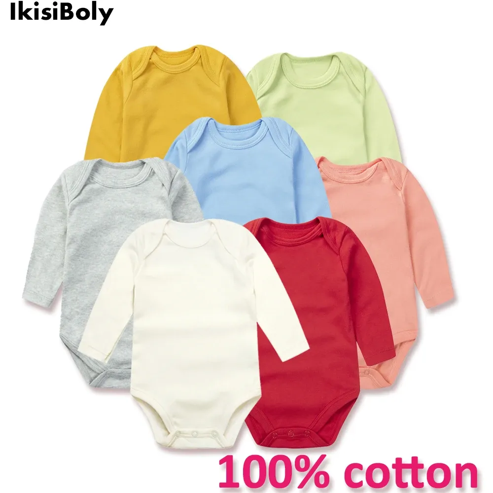 ワンピース新生児の長袖のロングロンパーユニセックスボーイズガール100％綿服ボディスーツキッズ