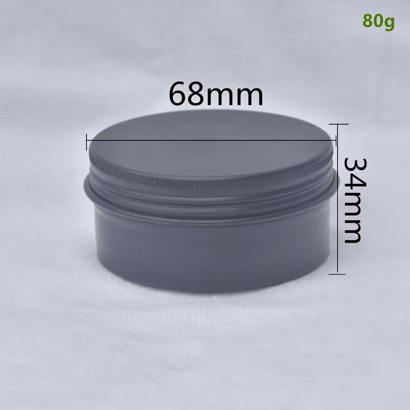 80g / 2,7 oz matt noir rond métallique en aluminium Boîte de bougie de bougie stockage vide vide vide baisse argenté