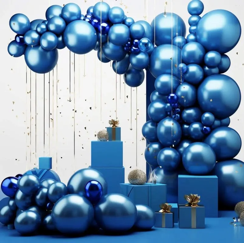 Party Decoration 134pcs Wedding Baby Shower Oh Mix Size Balloon Arch Kits Supplies Happy Birthday Metal Blue Latex Decorations