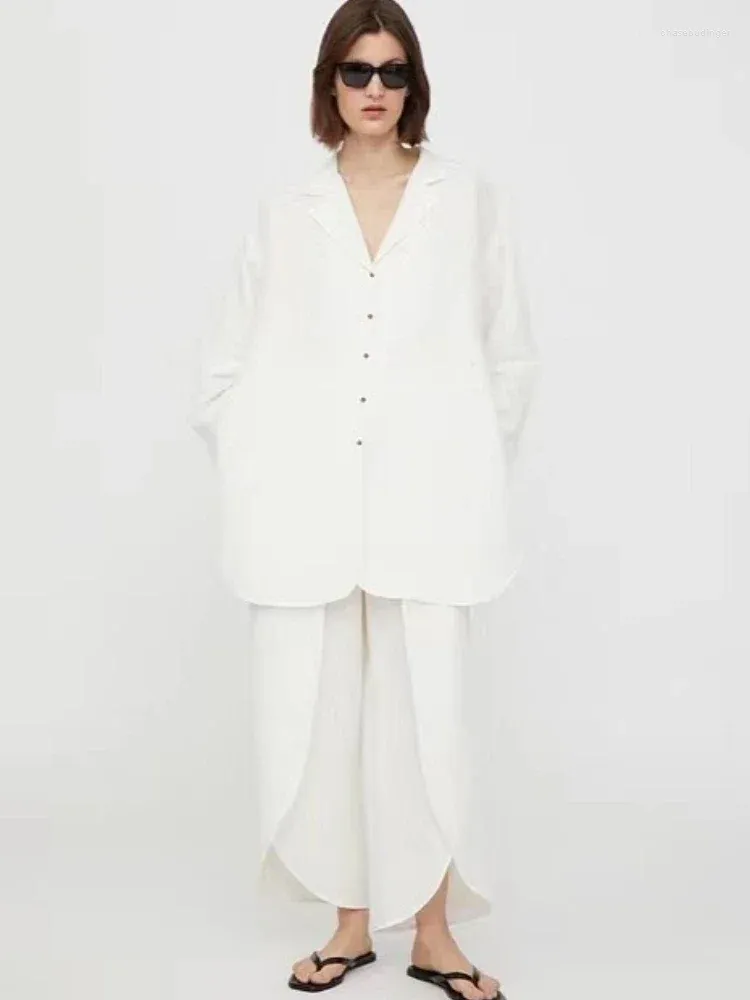 Women's Blouses dames shirt vroeg herfst top lyocell linnen los en dunne midden van hoogwaardige broek set van hoge kwaliteit
