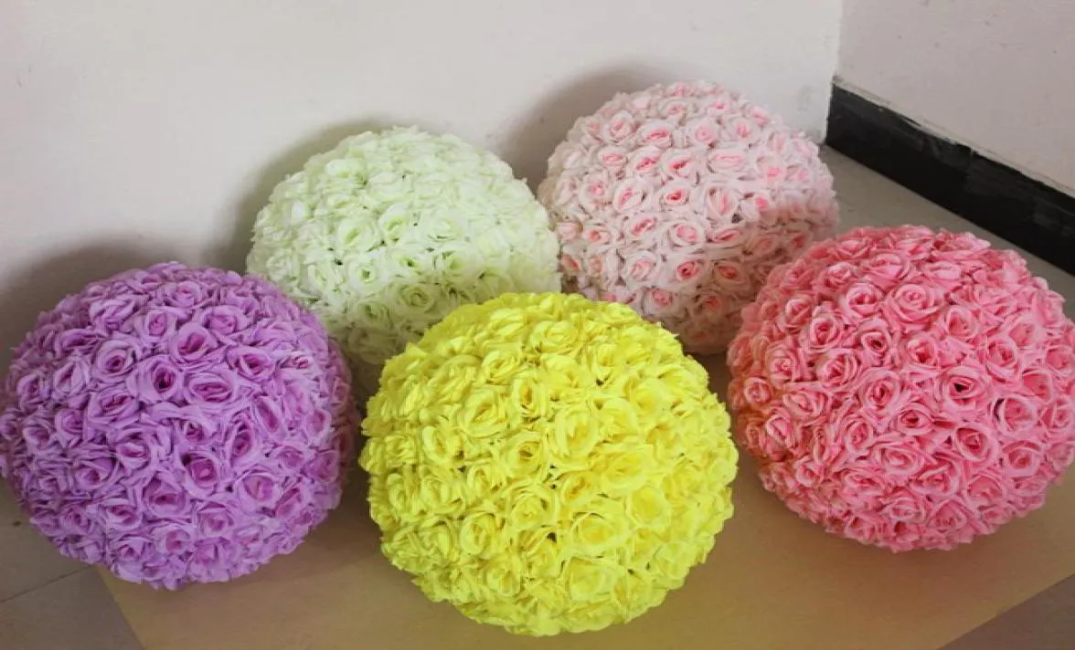 Flores artificiales Bola de rosa Boda de seda Pomander besando bolas Bola de flores para decoraciones del mercado de jardines caseros4309519
