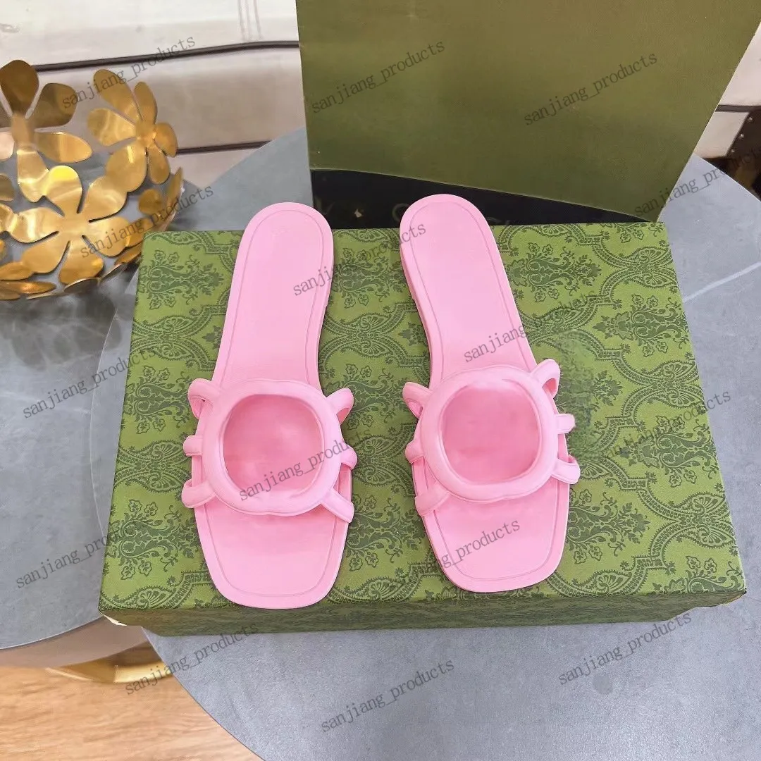 Sandales de concepteur Jelly Coup Tapid Slipper Slipper Femmes Chaussures coupées entre verrouillage Lady Flip Flops Slip on Beach Slide Flat Casual Walking