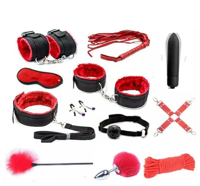 13 PCS Set Bondage RESTRAINTES NYLON PLUSE BDSM SEXE MAINCHOTS WHIP METAL ANAL PLIGNE SEXE TOY