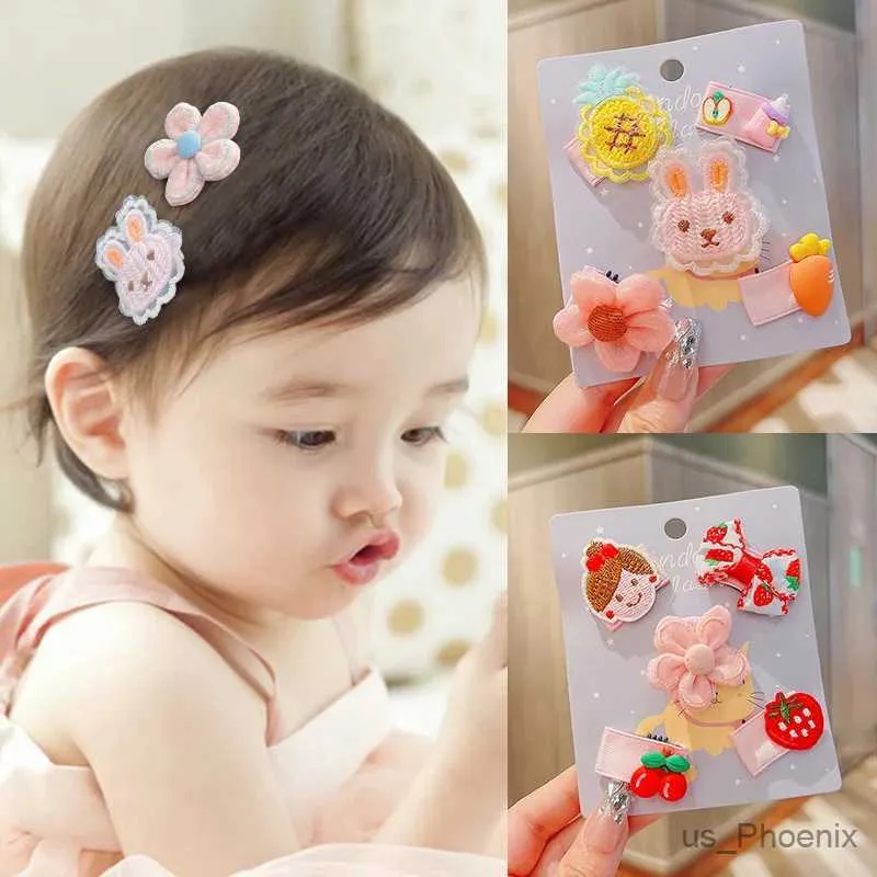 Hair Accessories 5 Pcs/Set Baby Girls Cute Sweet Cartoon Flower Bow Fine Hair Clips Children Lovely Barrettes Hairpins Kids Hair Accessories