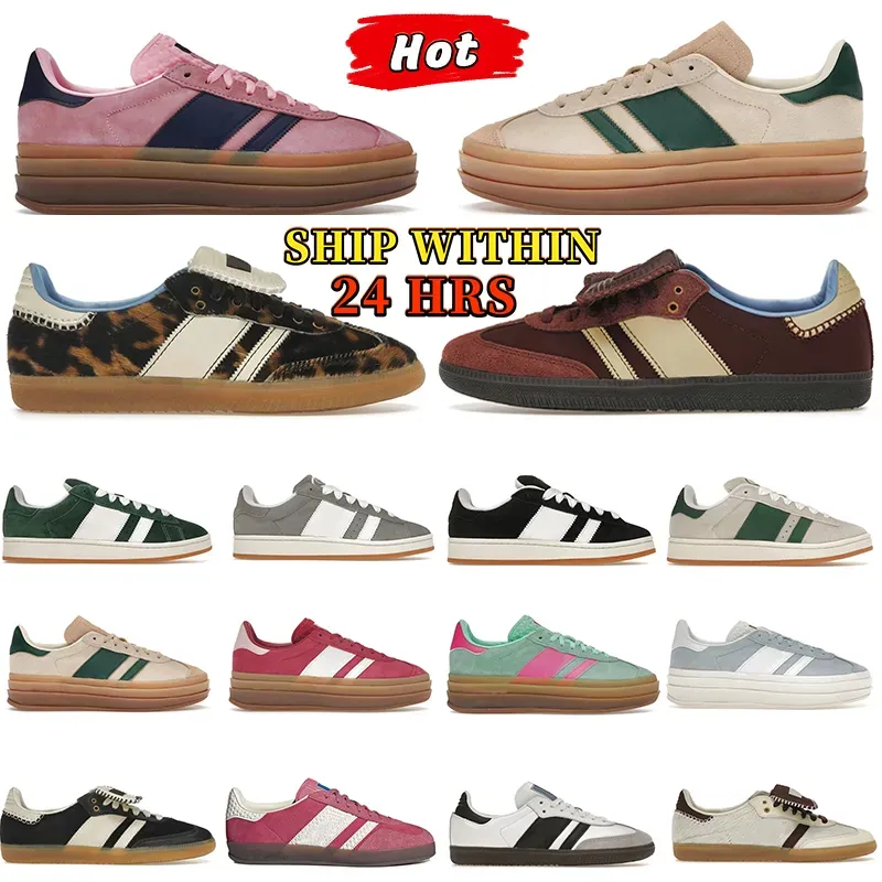 2024 BOLD Casual Buty Designer Designer Sneakers Pink Glow Platform But Wales Bonner Leopard Wegan White Gum Og Indoor Suede Men Men Outdoor Sports Treners